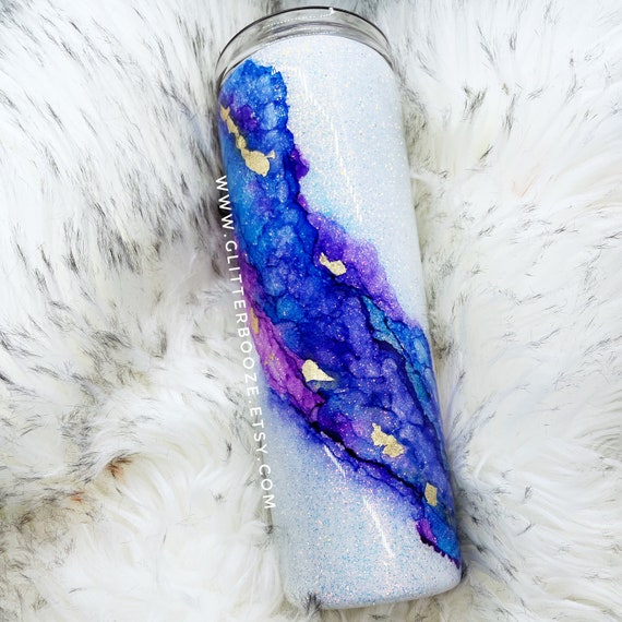 Glitter Swirl Tumbler, Epoxy Sealed CUP, Custom Marble Tumbler, Blue Opal  Milky Way Glitter Tumbler, Custom Travel Mug 