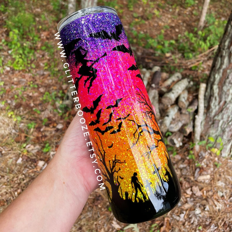 Halloween Witch Tumbler Custom Glitter Tumbler Witches Brew Etsy