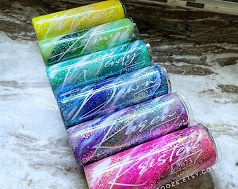 Personalized Glitter Swirl Tumbler, Epoxy Travel Mug