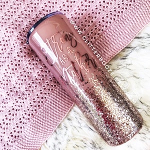 Strong as a Mother Tumbler, rose gold glitter tumbler, custom glitter cup, mom tumbler, motherhood momlife mug, neutral ombré tumbler