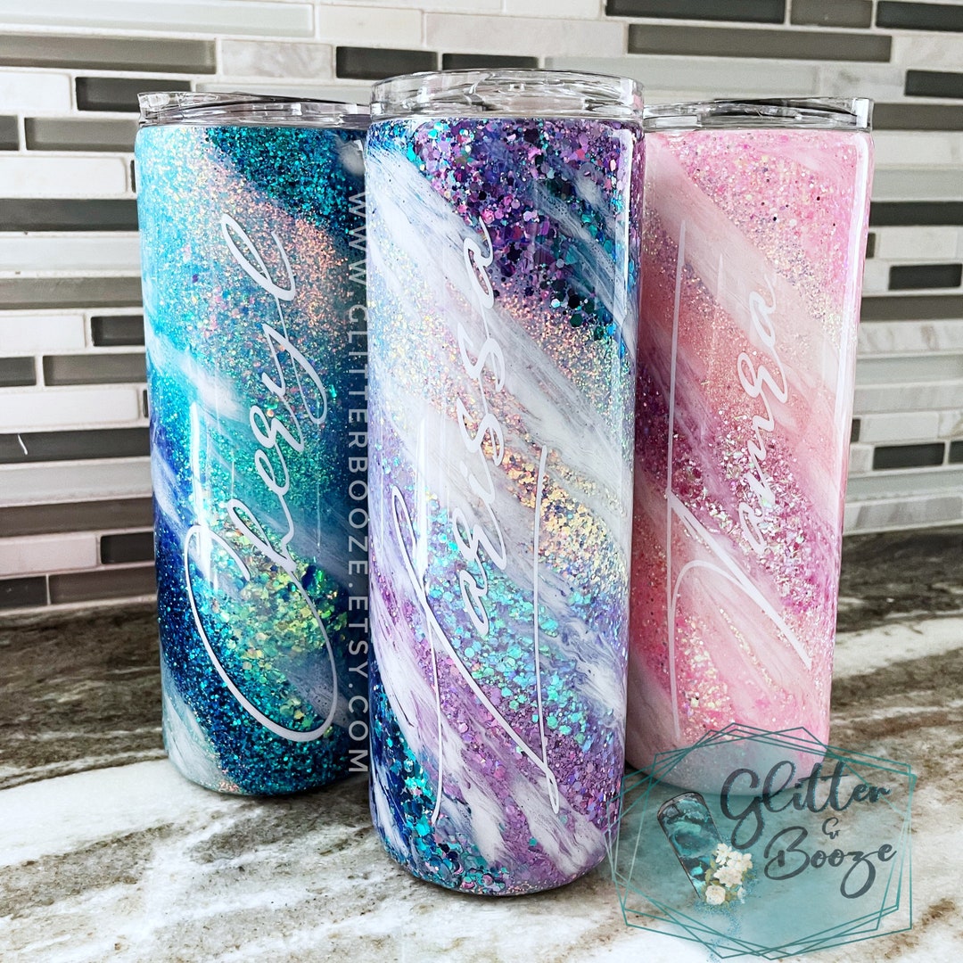 Pink, Teal Glitter Tumbler – Valley Creek Market