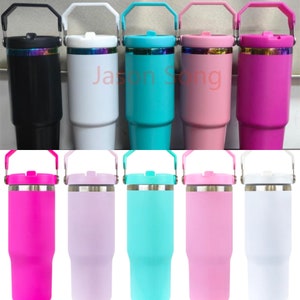 a collage of different colored tumbles with lids