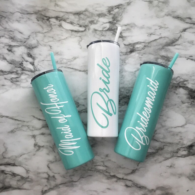 Personalized Skinny Tumbler with Straw Custom Bride Water Etsy