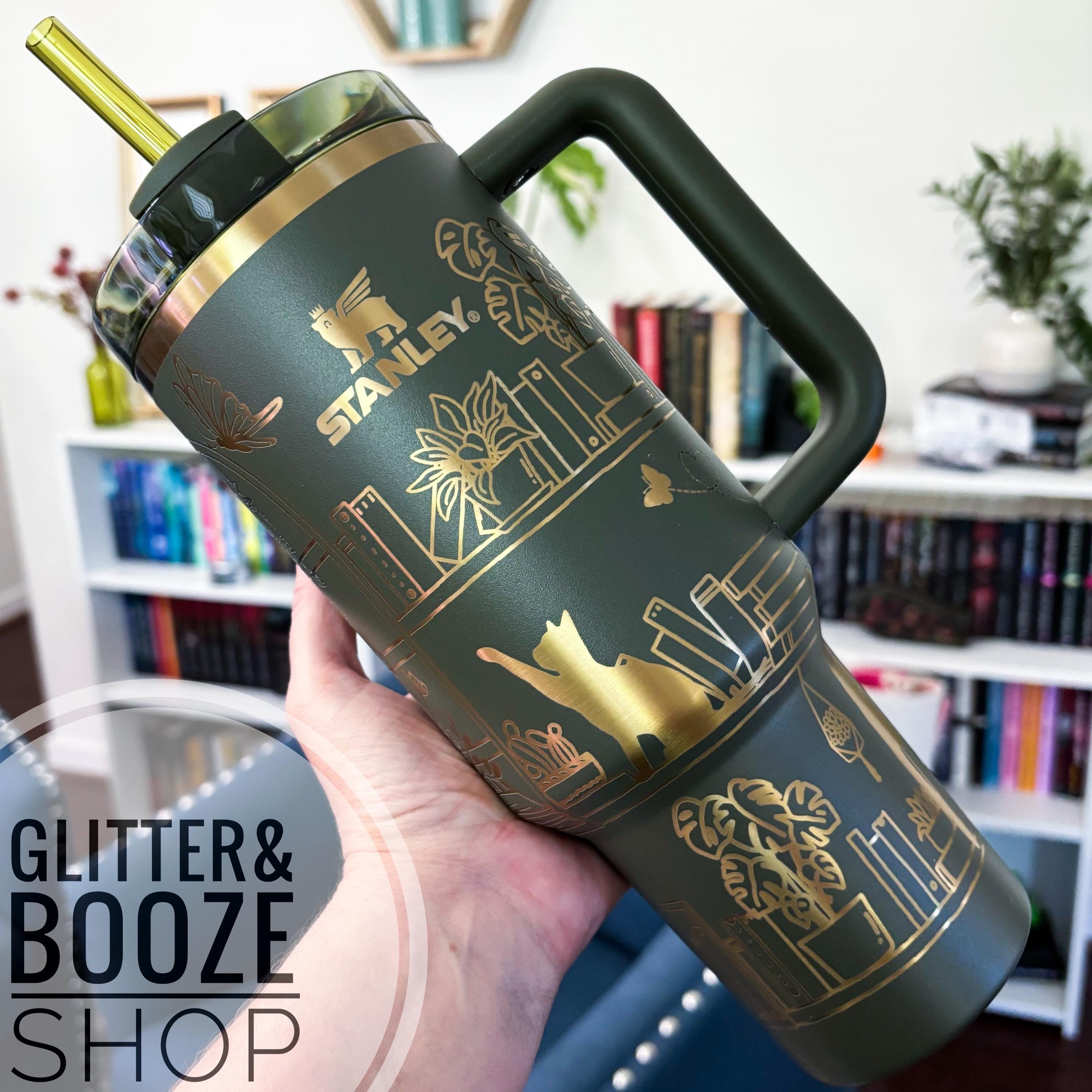 Engraved Stanley Tumbler: Books & Cats Design - 40 Oz - Etsy