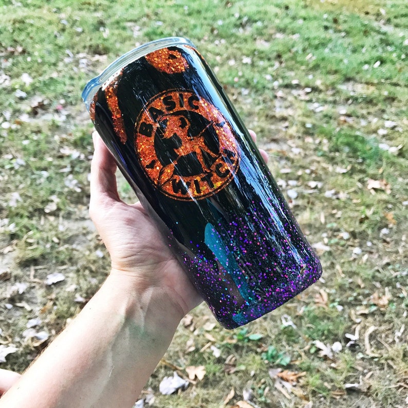 Basic Witch Tumbler Glitter Epoxy Tumbler Glitter Halloween Etsy