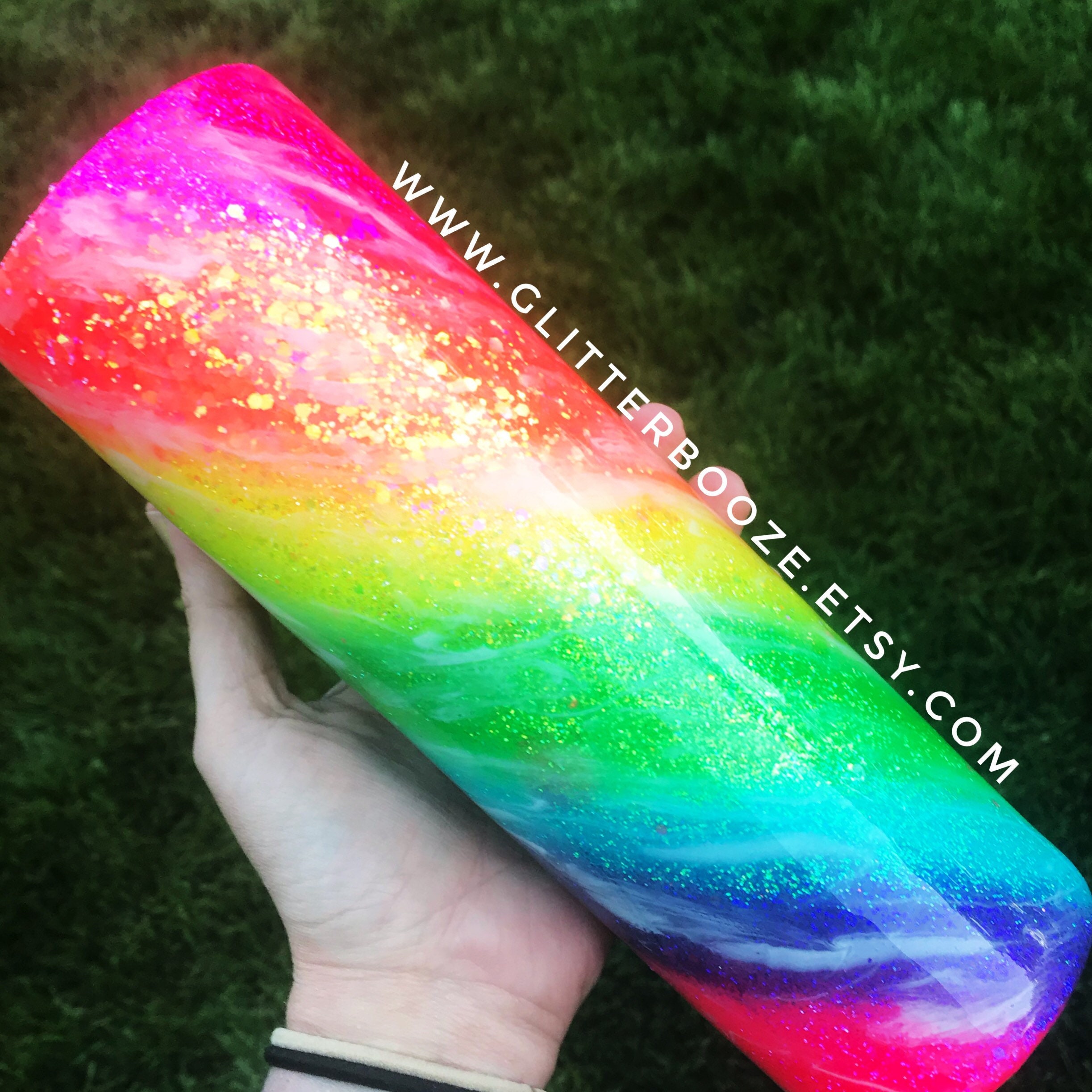 Rainbow Glitter Tumbler Resin Tumbler Glitter Tumbler Kitchen & Dining