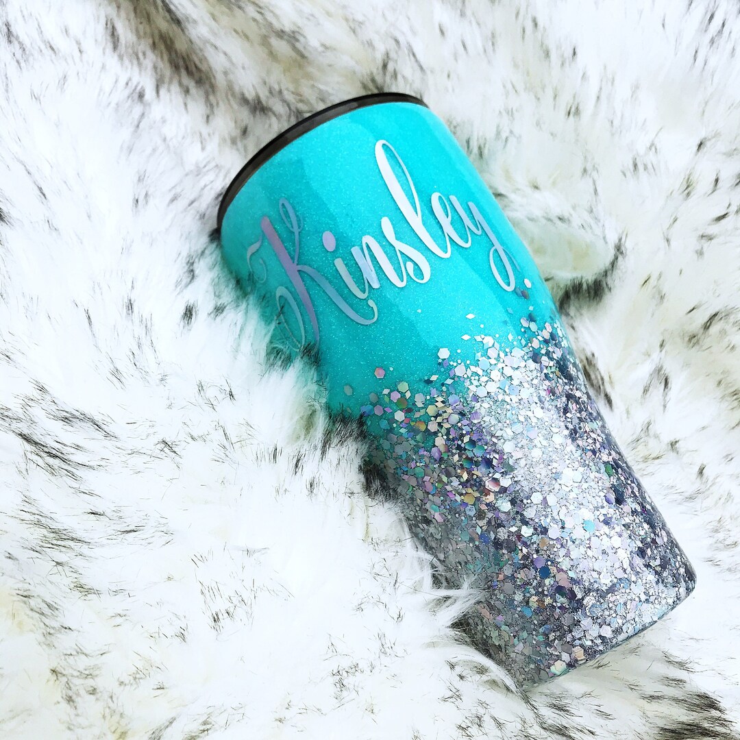 Ombre Glitter Tumbler, Epoxy Glitter Cup, Stainless Steel Tumbler