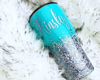 Ombre Glitter Tumbler, Epoxy Glitter Cup, Stainless Steel Tumbler, Personalized Glitter Tumbler