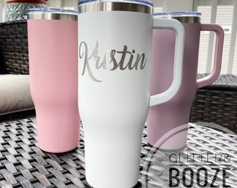 Custom Engraved Tumbler, Personalized Tumbler, Monogrammed Mug, 40oz Tumbler with lid and straw, Mother’s Day Gift Idea, bridesmaids gift