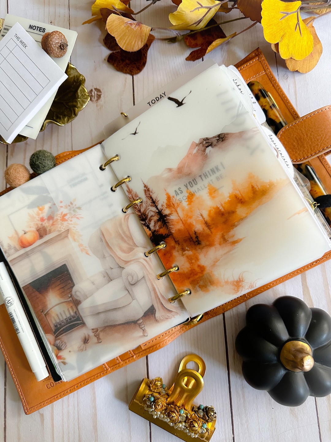 Autumn Time Vellum Dashboard Set Planner Travelers Notebooks Rings ...