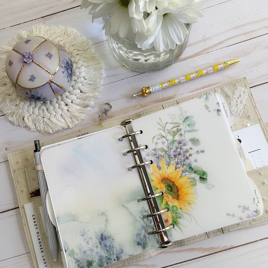 Sunflower Happiness Vellum Set Planner Travelers Notebook Rings Discs