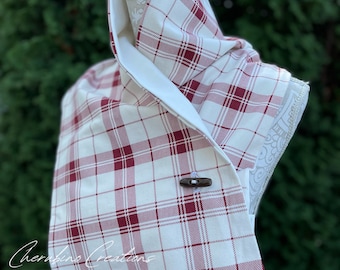 Red & Cream Plaid Scarf - 043