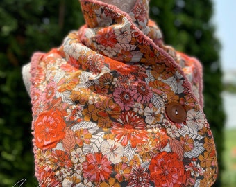Golden Floral Scarf - 033