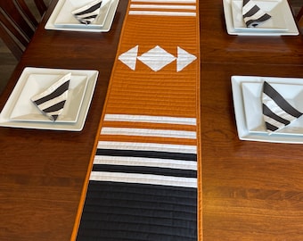 Black and Gold Quilted Table Runner