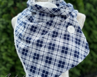 Blue & White Plaid Scarf - 032