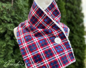 Red/White/Blue Plaid Scarf - 035