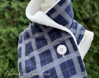 Blue & Gray Plaid Scarf - 045