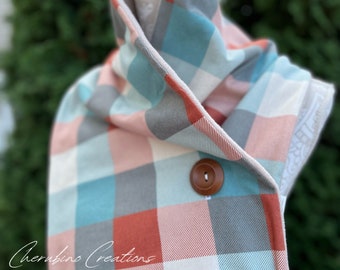 Teal & Orange Plaid Scarf - 038