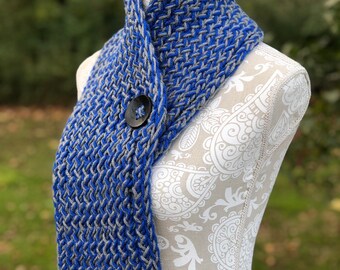 Blue & Gray Knit Scarf - 048