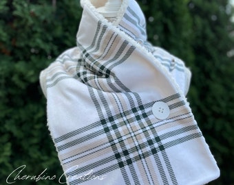 Green/Tan/Cream Plaid Scarf - 039
