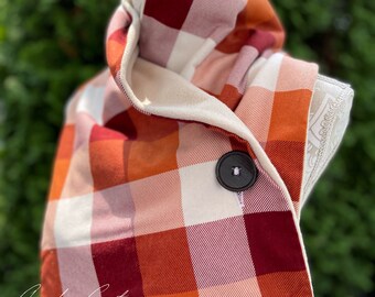 Rusty Orange and Red Plaid Scarf - 010