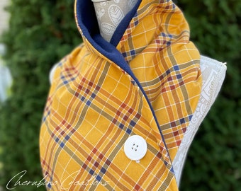 Yellow/Orange/Blue Plaid Scarf - 041