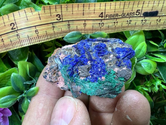 素晴らしいアズライトマラカイトゲーサイトモロッコ天然水晶鉱物標本