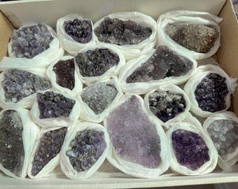 Amethyst Chalcopyrite Pyrite Mix minerals flat 230x300 millimetres natural crystal minerals specimen clusters souvenirs WholesaleMineralsBox