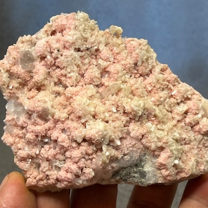 Rhodochrosite Stilbite Quartz deposit, Davidkovo ore field, Rhodopes, Smolyan region, Bulgaria