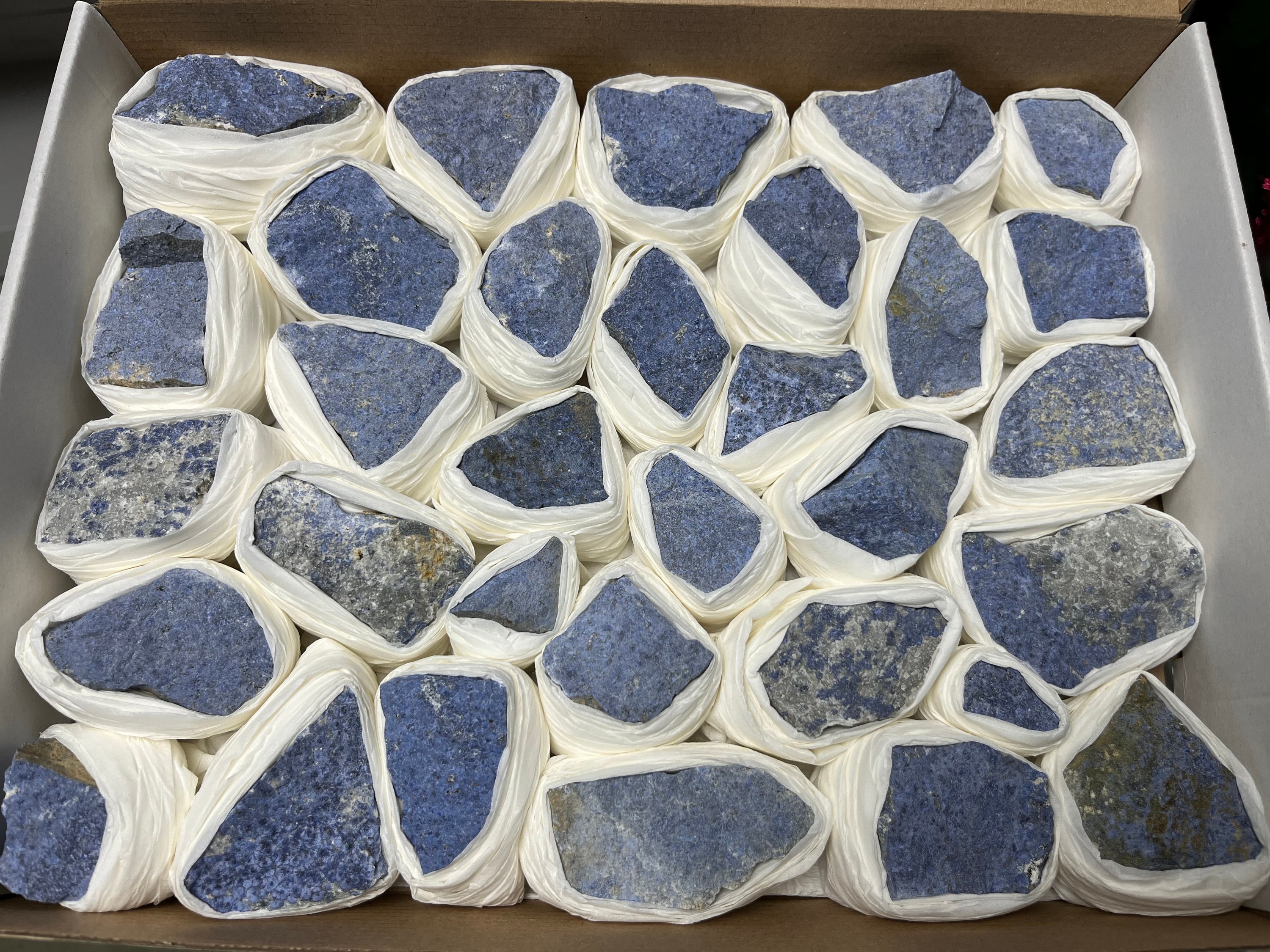 Dumortierite box 230x300 millimetres natural crystal minerals specimen clusters souvenirs WholesaleMineralsBox home decor