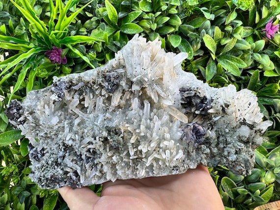 Quartz Chlorite Galena Mineral Specimen, Madan Bulgaria Table Decor