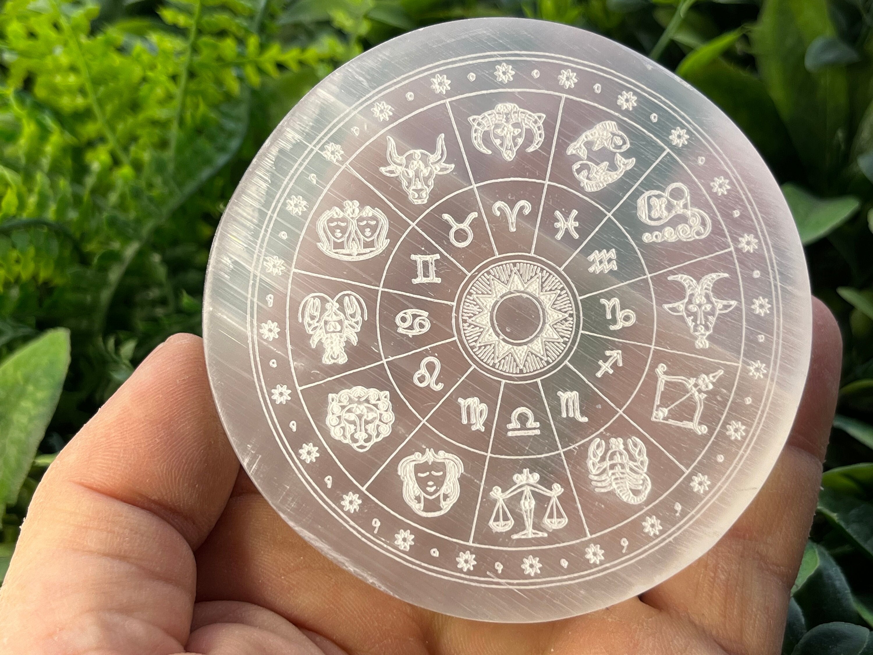 セレナイト星座刻印クリスタルディスク、ホームデコレーション - Etsy 日本