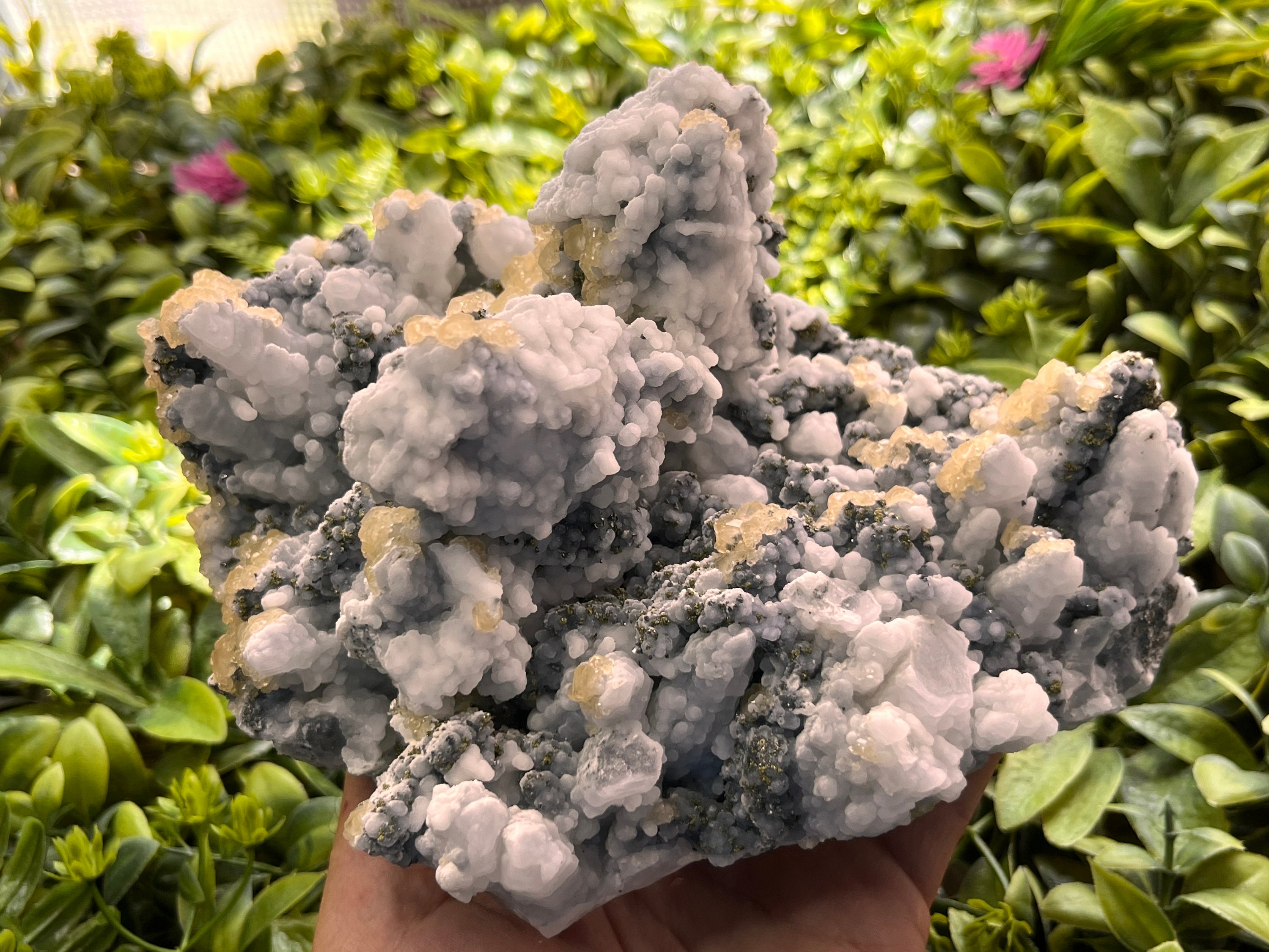 Chalcedony Quartz Manganocalcite Cluster - Madan, Bulgaria Crystal Specimen