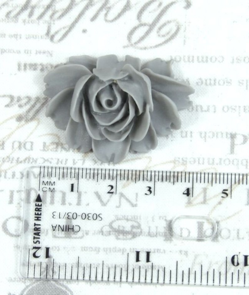 1 Gray Rose Cabochon 40mm Rose Cabochon Large Rose Flatback