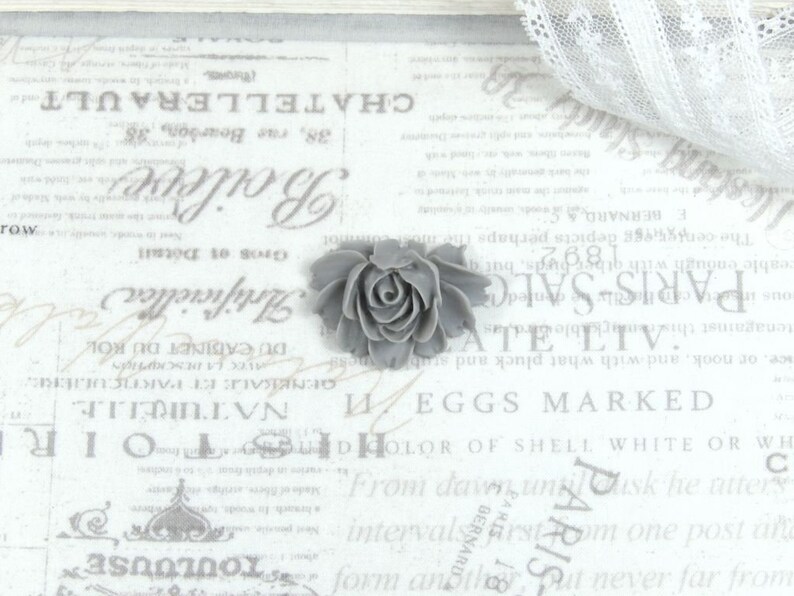 1 Gray Rose Cabochon 40mm Rose Cabochon Large Rose Flatback