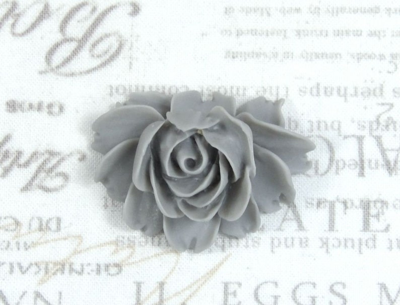 1 Gray Rose Cabochon 40mm Rose Cabochon Large Rose Flatback