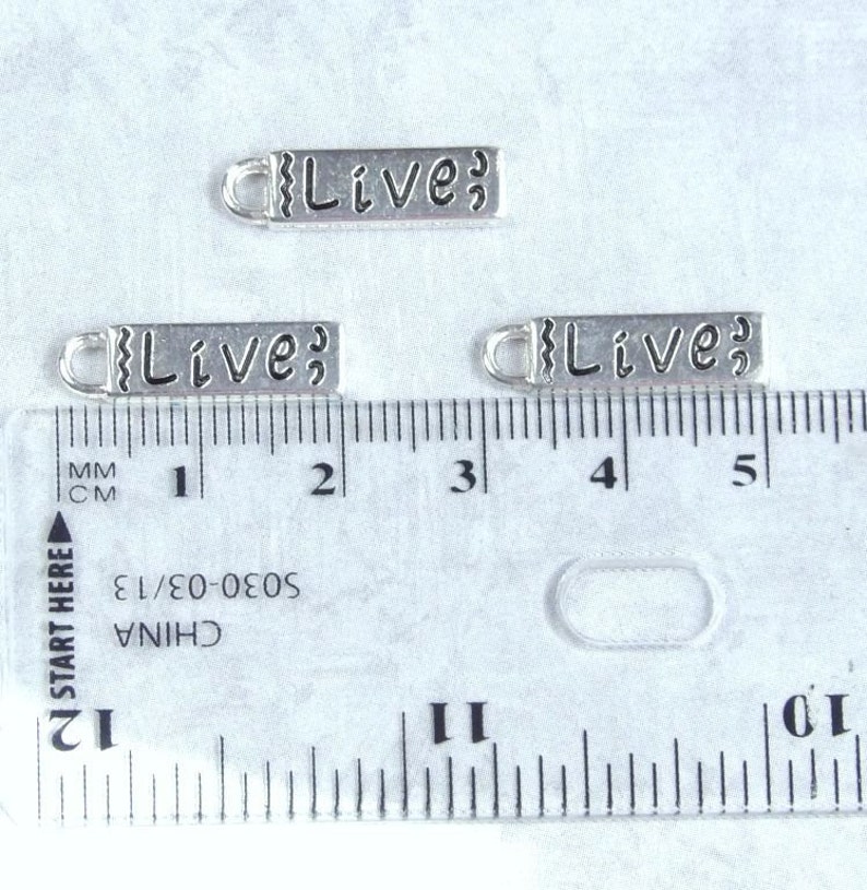 Live Charm Message Charm DIY Jewelry Silver Charm Word Charm Survivor Charm Accent Charm