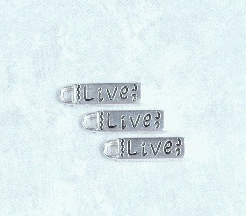 Live Charm Message Charm DIY Jewelry Silver Charm Word Charm Survivor Charm Accent Charm