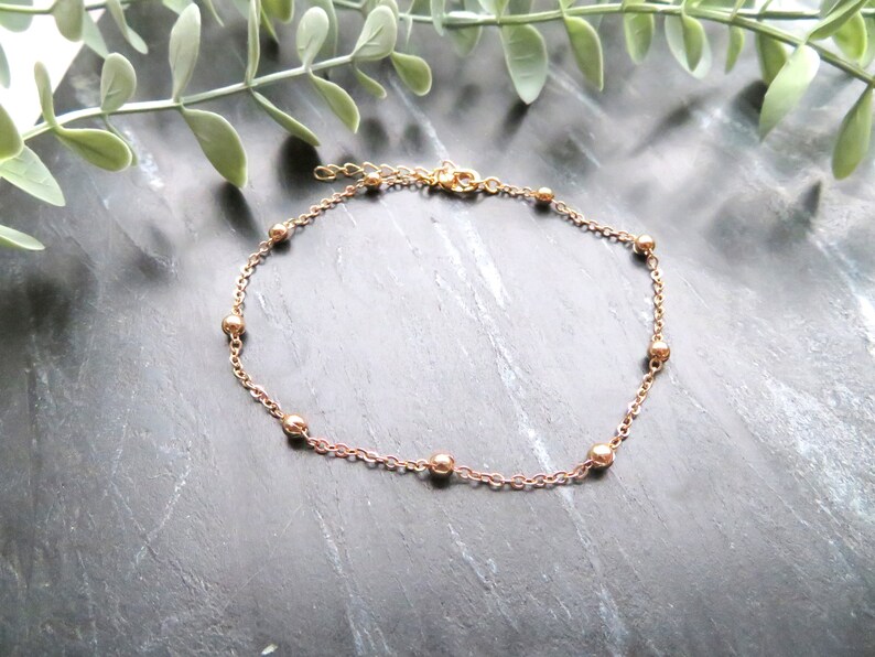 everyday foot jewelry delicate adjustable anklet Dainty minimalist ball satellite anklet body jewelry stainless steel gold filled anklet