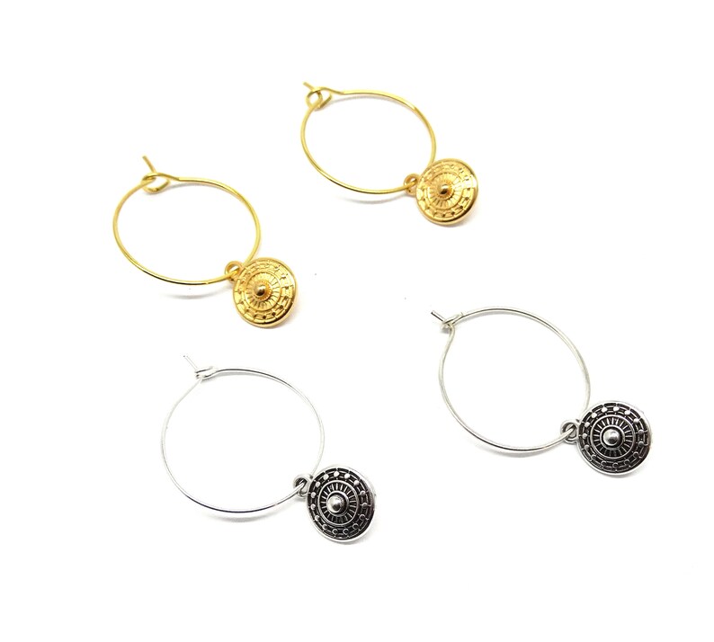 bohemian coin earrings coins jewelry dainty minimalist gold earring simple gold coin earring Coin hoop earrings coin jewelry