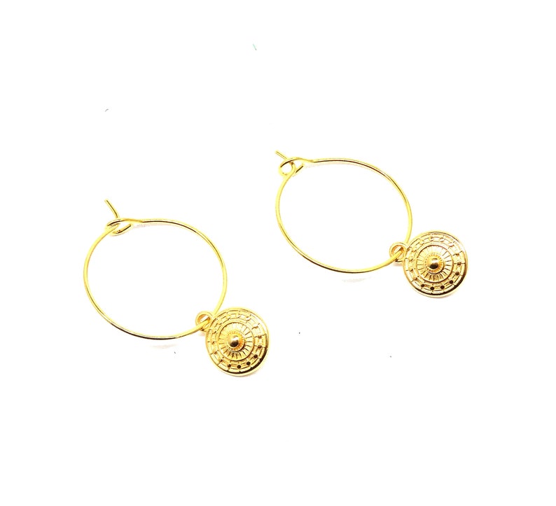 bohemian coin earrings coins jewelry dainty minimalist gold earring simple gold coin earring Coin hoop earrings coin jewelry