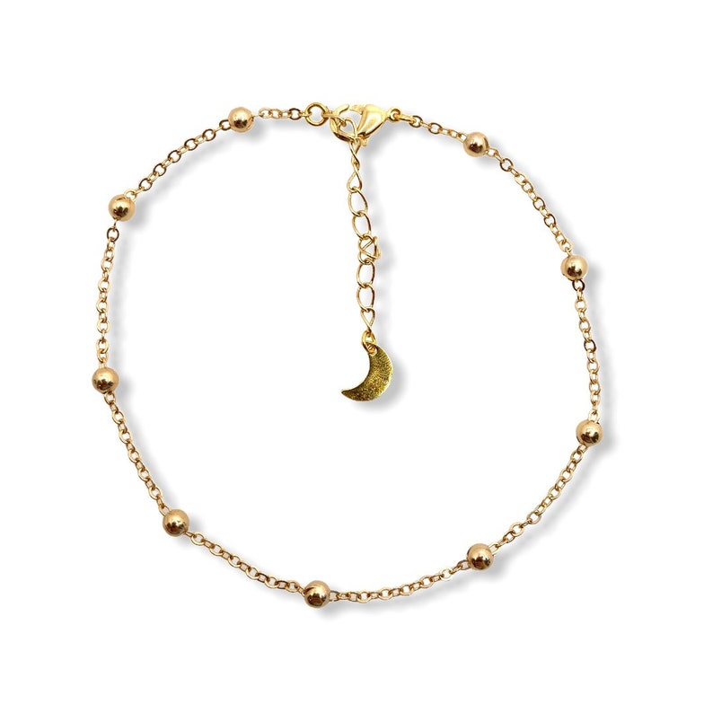 everyday foot jewelry delicate adjustable anklet Dainty minimalist ball satellite anklet body jewelry stainless steel gold filled anklet