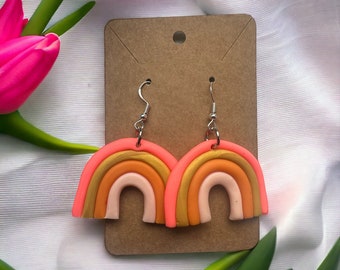 Handmade RAINBOW Polymer Clay Earring