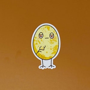 Egg Waterproof Sticker | Shellbert | Egg Sticker | Exhausted | Egg Pun | Cute Face | Original Design