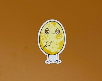Pegatina impermeable de huevo / Shellbert / Pegatina de huevo / Agotado / Juego de palabras de huevo / Cara linda / Diseño original