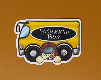 Pegatina impermeable del autobús de lucha / Autobús escolar / Cara derpy / Calcomanía linda / Diseño original