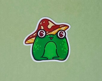 Pegatina impermeable de rana / pegatina de anfibios / Rana linda / Cara derpy / Diseño original