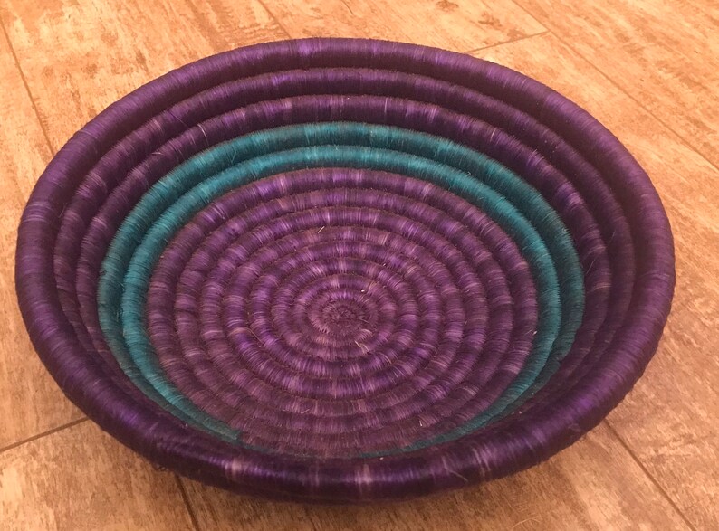Purple And Turquoise Handmade Rwandese Basket Home Decor Home Living Efp Osteology Org