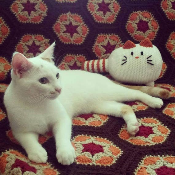Custom Crochet Cat Crazy Cat Lady Decorative Pillow Etsy