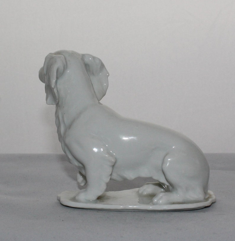 Kaiser Porcelain Longhaired Glazed White Dachshund Dog Etsy